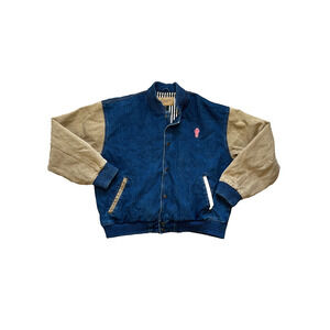 Vintage Denim Varsity Bomber Jacket 100% Cotton Kenworth Trucks Men's XXL